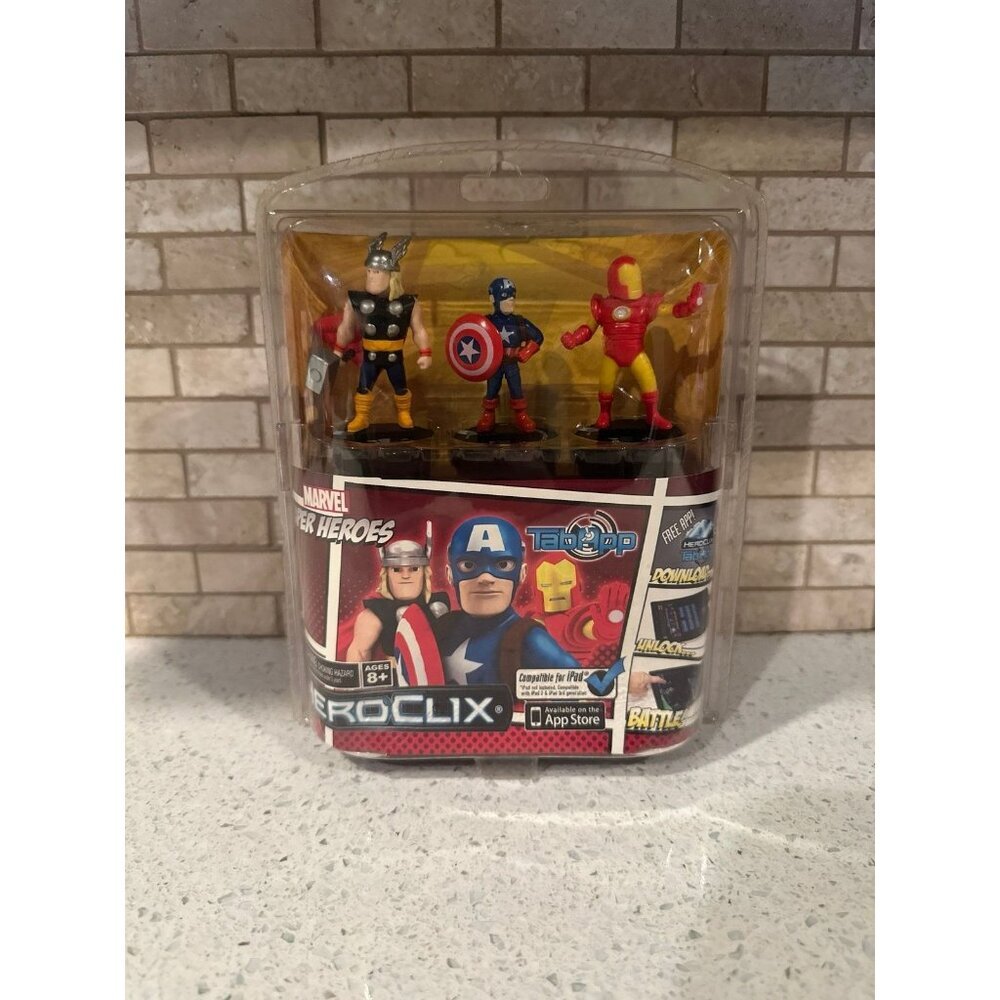 HeroClix TabApp Marvel Super Heroes Figure Set Thor Iron Man Captain America
